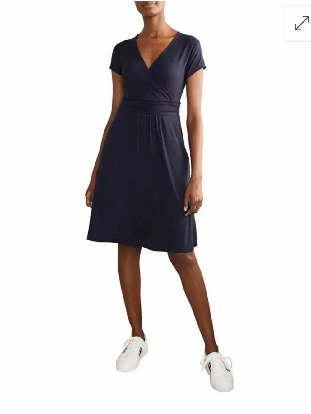 Boden Lola Jersey Faux Wrap Dress Short Sleeve Midi Knee Length Size 12R